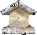 Dutchlander Vogelvoedertafel – Muurbevestiging – Berken met Dakje van stro – 19x19x9 cm