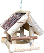 Dutchlander - Vogelvoedertafel – Hangend – Berkenhout met Wilgen Dak – 19x19x22 cm