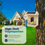 Vogelvoederhuisje met Camera en Audio - AI Vogelherkenning - Hout - Dubbel zonnepaneel - Hangend
