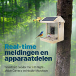 Vogelvoederhuisje met Camera en Audio - AI Vogelherkenning - Hout - Dubbel zonnepaneel - Hangend