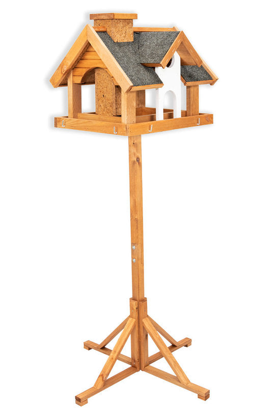 Dutchlander Vogelvoedervila met voedersilo op standaard nature 39 x 33 x 150 cm