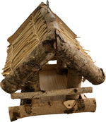 Dutchlander Vogelvoedertafel – Hangend – Berken met Dakje van stro 19 x 19 x 22 cm