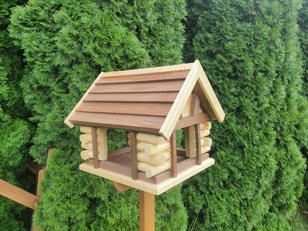 Dutchlander Luxe Vogelvoederhuis berghut American style met voedersilo op standaard